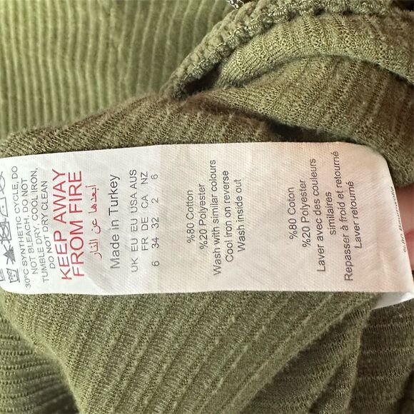 Nasty Gal Women's Corduroy Quarter Zip Pullover Sweater Green Size 2 - Picture 2 of 4